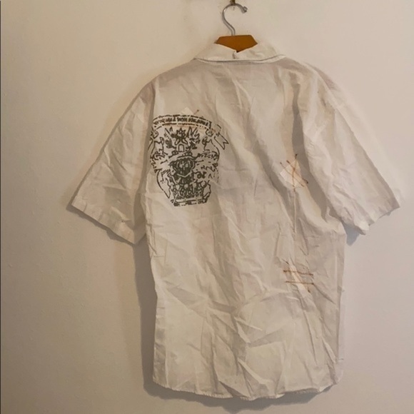 FRANKY MAX WHITE BUTTON DOWN SHIRT SIZE LARGE - Picture 3 of 3